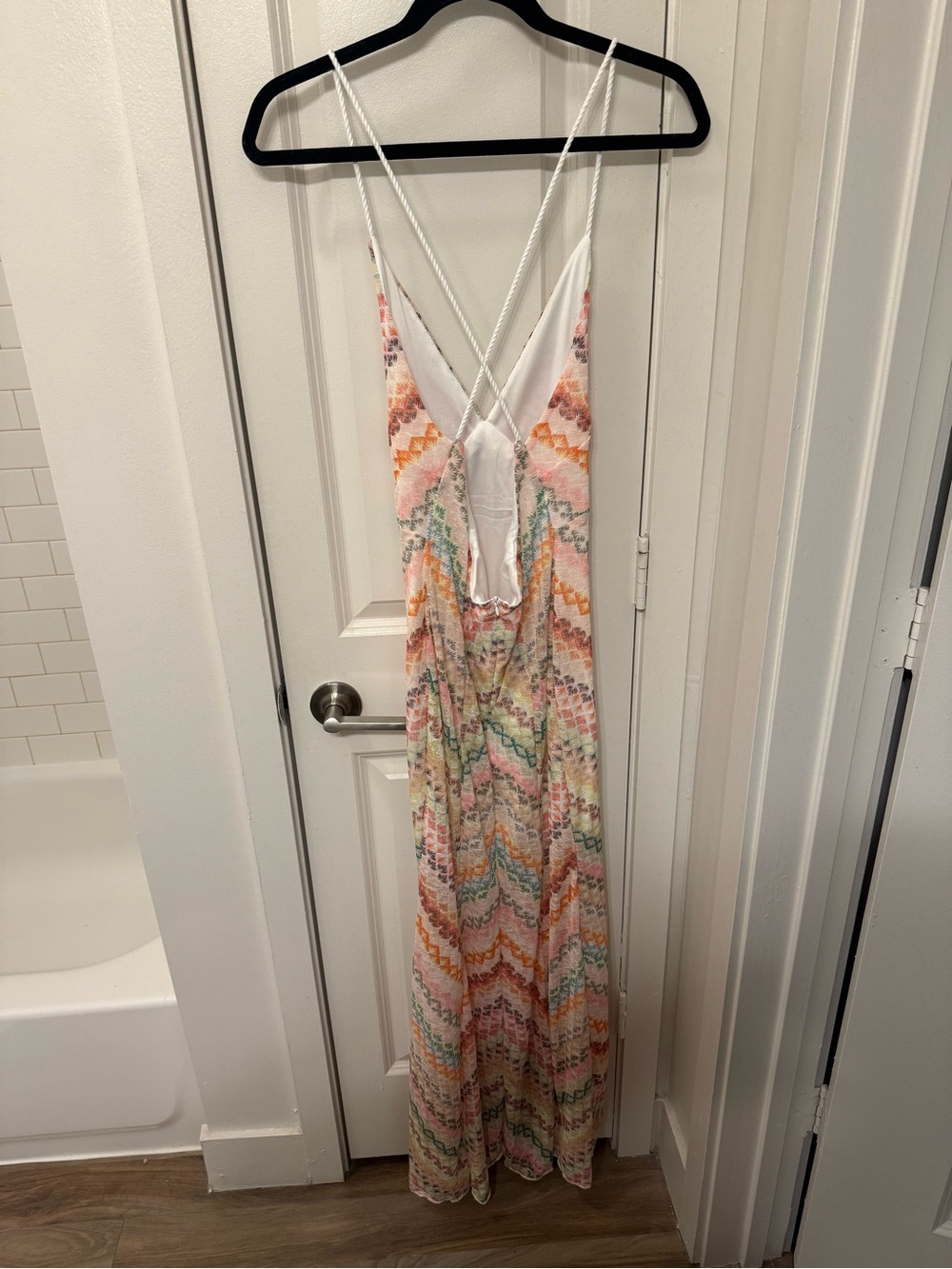 Chevron Maxi Dress with Pastel Multi-Color Pattern - Picture 4 of 5